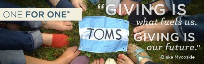 TOMS One for One campaign banner