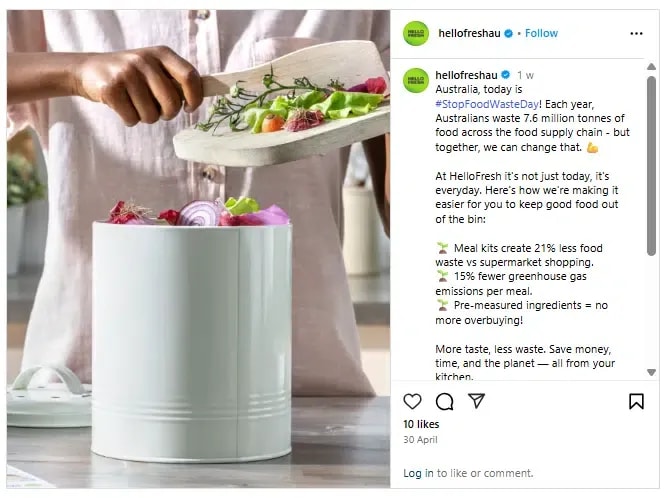 HelloFresh Instagram post