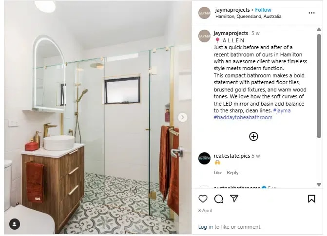 Bathroom renovation Instagram post